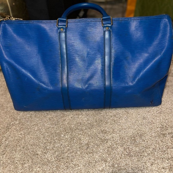 Louis Vuitton Keepall 50 Blue Epi Leather Travel Luggage Bag
